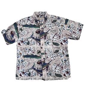 Kahala Avi Collection Hawaiian Marlin Long Beach Yacht Club Shirt L Aloha Vaca